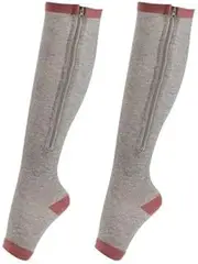 Frediuo Zippered Open-Toe Compression Socks for Knee Relief