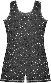 [FRODOTGV] Polka Dot Black Gymnastics Leotards with Shorts for Girls Soft Dance Biketards for Exercise, Playing, Biketard