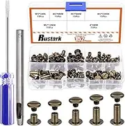 75 Sets 5 Sizes M5 Bronze Chicago Screws Setting Tools Kit Round Flat Head Chicago Rivets Chicago Bolts Screws Studs for DIY Leather Craft