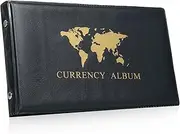 40 Pockets Banknote cy Collecting Album 20 Sheets Clear Dollar Bill Holders World Money PU Leather Hard Cover Storage Book Collection Supplies -Sided Pages for Trading Cards Stamps Black