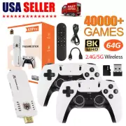 Video Game Console Retro 40000+ Games TV Stick 64G 4K HDMI 2Wireless Controllers