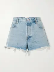 [FRAME] FRAME - The Hang Distressed Denim Shorts - Mid denim - 27 27 Blue