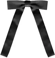 [TOPTIE] Black Satin Western String Bow Tie,Long Bow Tie,Solid Color Bowtie for Women Girl Ties,Ladies Party