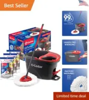 Spotless Spin Mop & Bucket Floor Cleaning System - Streak-Free - 3 Extra Refills