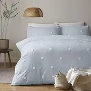 Appletree Signature Dot Garden 100% Cotton Tufted Duvet Cover Set, Duck Egg/White, King