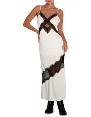 [Belle & Bloom] Heavenly Bodies Lace Slip Dress in Black/White