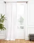 White Linen Curtain 108 Inches Long, Light Filtering Rod Pocket Curtain 52 X 108