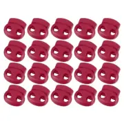40Pcs 5mm Plastic Cord Locks Double Hole Spring Toggle Stopper, Wine Red