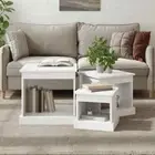 Wooden Coffee Tables 3pcs White Sofa Lounge Side Storage Nesting Nest