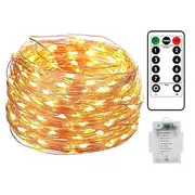10M 100LED LED Fairy Lights LED String Lights Waterproof Remote Control 8 Function Copper Wire Outdoor AA Battery-Powered Christmas Wedding Birthday Family P