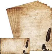 Paper Master Vintage Stationary Set, Old Fashion Letter Writing Stationary Paper and Envelopes Set, 48 Sheets Feather Stationery Set with 24 Envelopes, 8.5x11 inch