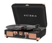 Victrola Black Rose Gold Portable Turntable Bluetooth 3 Speed Suitcase Player