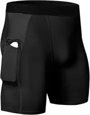 [WRAGCFM] Men's Athletic Compression Shorts with Pockets Running Workout Active Underwear