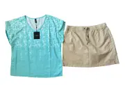 OUTFIT LOT! Large NWT LL Bean Sandbar Skirt Just Fashion Now V Neck Tee Shirt