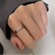 Geometric Stainless Steel Ring E83 - Silver - Size 6