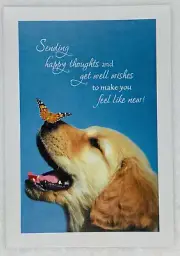 Get Well Wishes Card “Happy Thoughts, Hope You’re Better” Happy Dog Butterfly P3