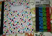 ART DECO COMPOSITION BOOK + PACKAGE OF 12 COLORFUL PENCILS NEW SCHOOL SUPPLIES