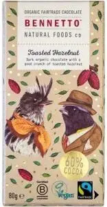 Bennetto Organic Dark Chocolate Toasted Hazelnut 12x80g