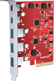 Inateck Pcie to USB 3.2 Gen 2 Card with 20 Gbps Bandwidth, 3 USB Type-A and 2 US