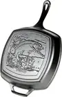 Lodge Cast Iron 10.5" Grill Skillet 26cm Induction Frypan Square Wildlife Fish