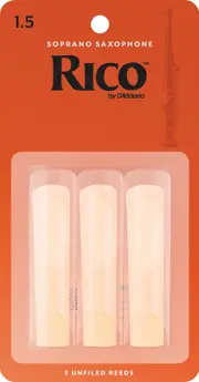 Rico Soprano Sax Reeds, Strength 1.5, 3-pack