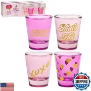 Paris Hilton 4-Piece Shot Glass Set, Fun Decals on Every Glass, 2-Ounce, Hot