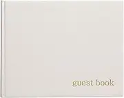 Pearhead Baby Shower Guest Book, Gender Neutral, Classic Neutral Guest Book for Weddings and Events, 7" x 9", Ivory Linen with Gold Print, 100 Blank Pages