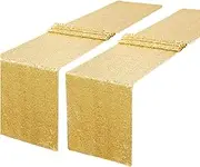 Gold Table Runners - Sequin Table Runner Glitter Table Runner for Birthday Party, Supplies Decorations 2 Pcs, Gold