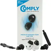 [COMPLY] Foam TrueGrip Premium Memory Foam Ear Tips for Apple AirPods Pro 1st & 2nd Gen – S/M/L, Black (3-Pairs) – Enhanced Comfort, Secure Fit, Superior Noise Isolation, with Removal and Cleaning Tool