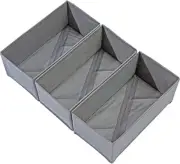 Socks Drawer Organizer Set of 3 Storage Boxes, Underwear Grey 3 Pack