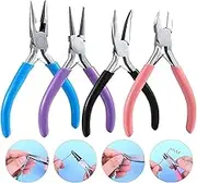 4 Pcs Jewelry Pliers Tool Kit Craft Making Supplies, Repair, Jewelry Making Pliers Tool Kit Jewelry Repair Wire Cutting Machine, Wrapping Wire Beading and Crafts DIY Crafts Beads