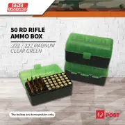 Mtm 50 Rd Rifle Ammo Box .222 / .222 Magnum Clear Green #rs-50-16t