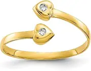 [JewelryWeb] Polished Gold CZ Simulated Diamond toe ring