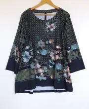 Taking Shape Top 22 Womens Floral Geometric Stretch Stick on Gems TS