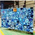 Rectangle Blue Agate Stone Console Bar Dining Table Gemstone Furniture Home Dec