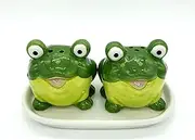 Novelty Ceramic Animal Salt and Pepper Shakers Set. (frog)