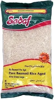 Sadaf Aged Basmati Rice - Pure Basmati Rice for Cooking - Middle Eastern Cuisine - Arroz Bastami - Kosher - 32 Oz Resealable Bag