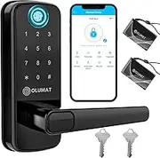 OLUMAT Smart Door Lock, Keyless Entry Fingerprint Lock With Keypad and Handle for Home, Rental, Office and Hotel (Black)