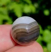 AGATE MARBLE SPHERE, TAN/WHITE/BLUE BAND AGATE, 20MM MADAGASCAR AGATE MARBLE