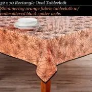 Halloween CobWeb TableCloth Black Embroidered Metallic Spider Web Fabric 52x70
