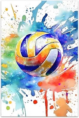 Bvkilrvc Unframed Canvas Wall 8L" x 12W", Colorful Volleyball Sport