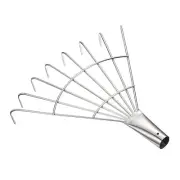 8 Round Tines Leaf Rake Replacement, Stainless Steel Folding Grass Tool, Silver