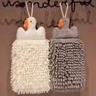 Hand Towel Cartoon Style Wash Little White Goose Water Absorbent Hanging Kitchen