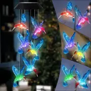 Hummingbird Solar Wind Chimes Color Changing Solared Lights Outdoor Waterproof L