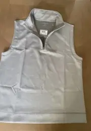 $100 Hickey Freeman 1/4 Zip Vest Sleeveless Sweater Mediumweight Sz M Gray