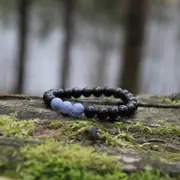 Shungite (Russia) and Angelite Gemstone Bracelet 8mm - Handcrafted