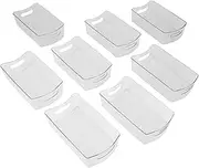 Smart Design Stackable Refrigerator Organizer Bins for Fridge Storage – Clear, 8 x 14 in., Set of 8 – Fridge Organization and Storage Bins with Handles for Easy Living – BPA-Free Plastic