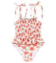 [Suncracy] Suncracy Valencia floral smocked swimsuit Y 12 red