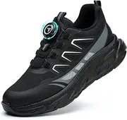 [RASEARY] Safety Shoes Work Shoes Men Women Comfortable Steel Cap Shoes Lightweight Breathable Industrial Work Shoes with Swivel Buckles Laces
