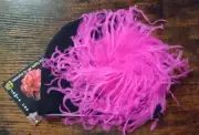 Jaime Rea Black Cotton Hat with Pink Large Curly Marabou - Sz 0 - 18mo. - NWT